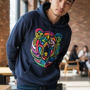 Vibrant Navy Graphic Hoodie